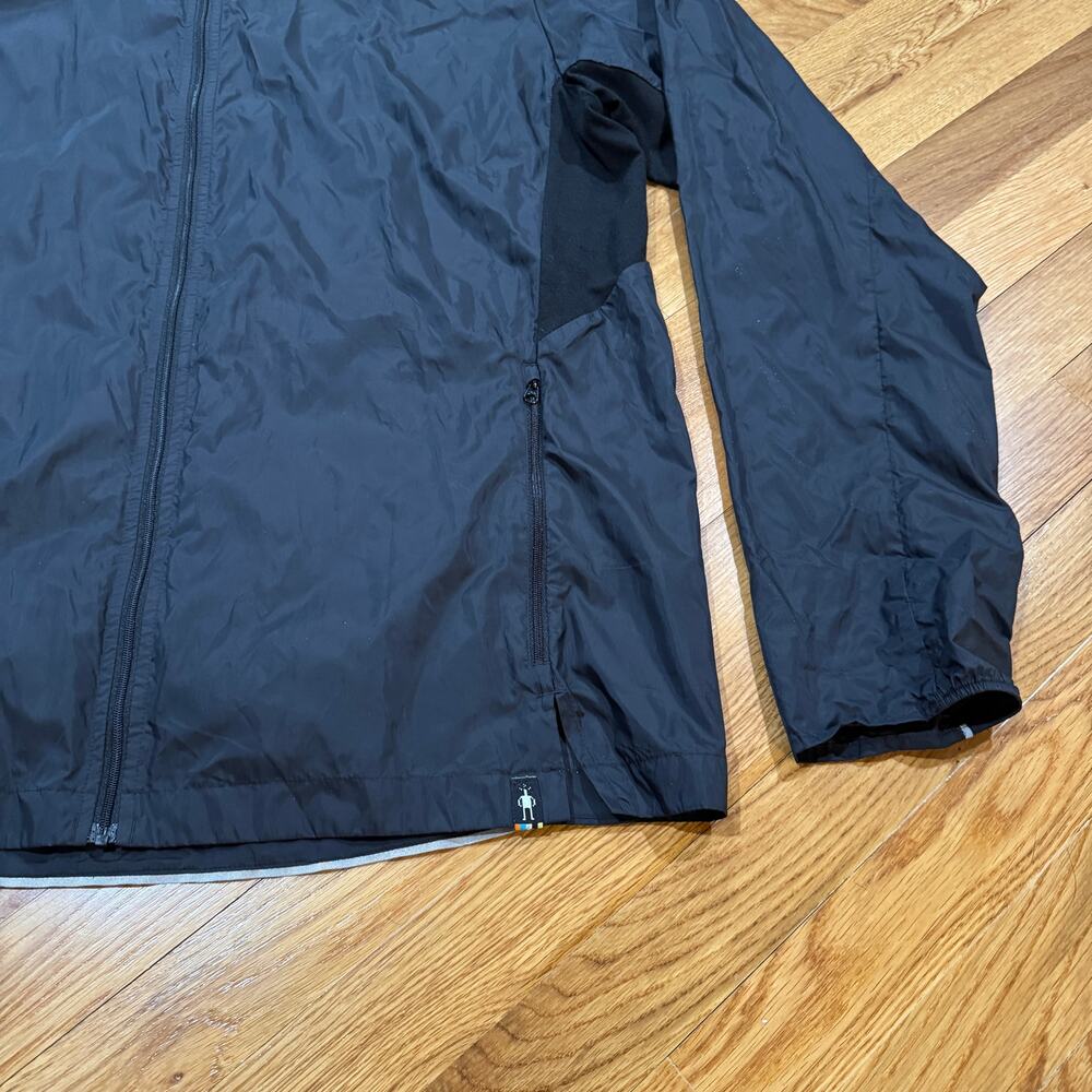 Smartwool Windbreaker Mens XL Black Hooded Lightweight Full Zip Jacket Gorpcore - Picture 2 of 6